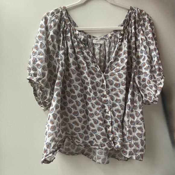 Doen June Top in Sea Salt Bedford Paisley - Picture 3 of 4